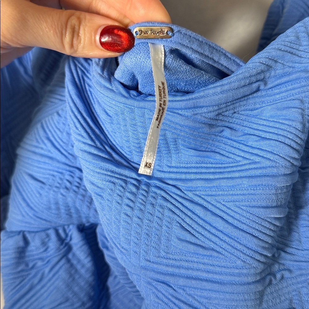 Blue Puff Sleeve Dress Free People Womens Daytime Short Mini Dress Blue Size XS - Picture 10 of 10